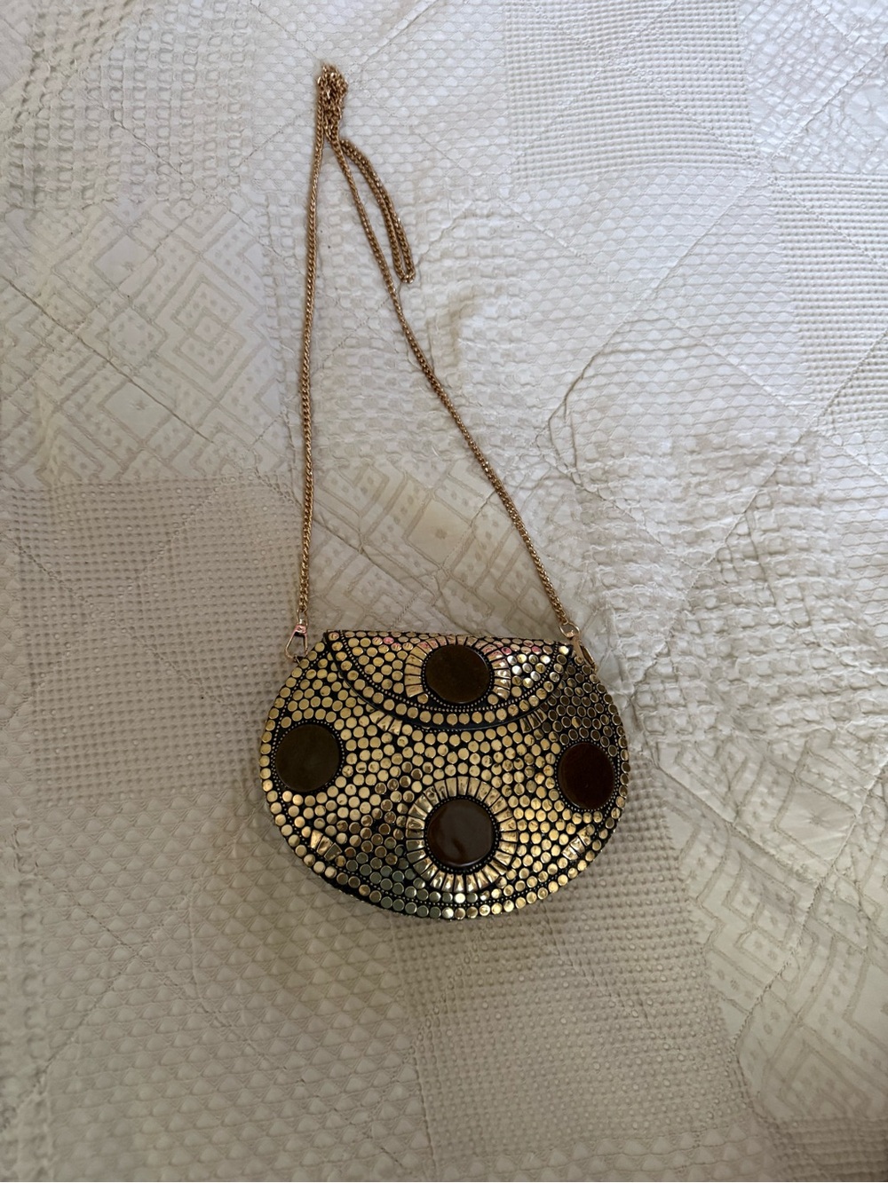 Ramla Gold Mosaic Evening Crossbody Bag